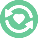 Ícono de corazón con flechas